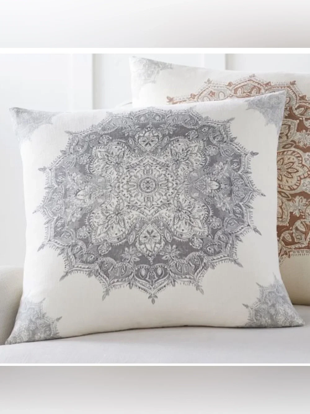 Pottery Barn Erica Medallion Pillow Cover Light Grey NWT,  neutral